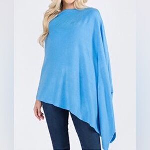 Turquoise Soft and Cozy Poncho Cashmere-like